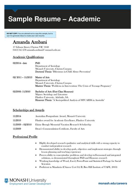 college academic resume templates  allbusinesstemplatescom