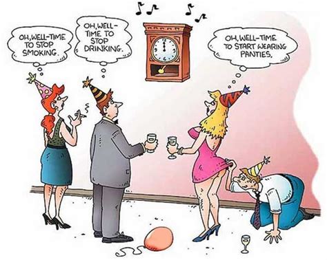 New Year Resolutions Jokes People Watching Clock Strike 12 Discuss
