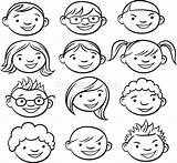 Kids Drawing Faces Smiling Illustration Whiteboard Vector Line Coloring Stock Kid Drawings People Preview sketch template