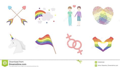 Gay And Lesbian Icons In Set Collection For Design Sexual