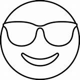 Sunglasses Face Smiling Coloring Pages Printable Emoji Categories sketch template