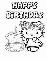 Coloring Birthday Happy Pages Kitty Hello Printable Cake Single Sheets Print Color Colouring Card Friends Grandma Cartoon Butterfly Celebrating Her sketch template