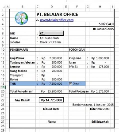 membuat slip gaji karyawan excel hongkoong