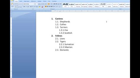 create  multilevel list  word printable templates