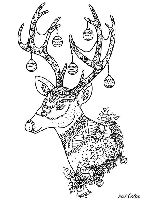 christmas reindeer nontachai hengtragool christmas adult coloring pages