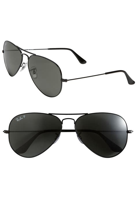 ray ban polarized original aviator 58mm sunglasses in black for men