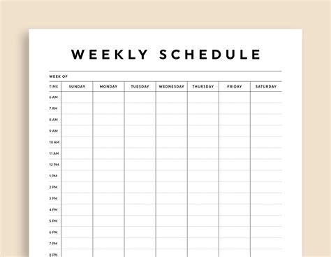 time block planner printable hourly weekly schedule daily agenda hourly schedule weekly
