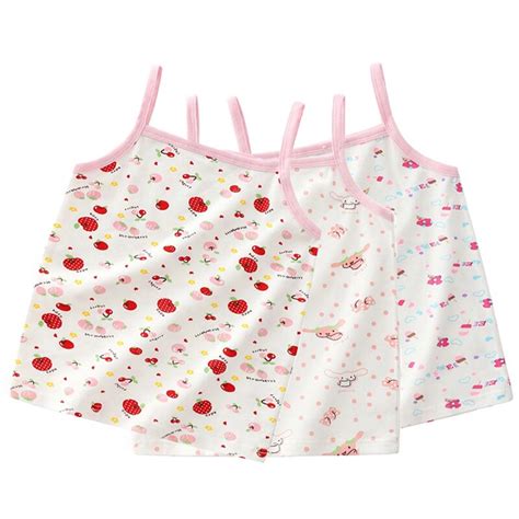 3pcs lot cute strawberry printed girls camisoles vest sleeveless tank