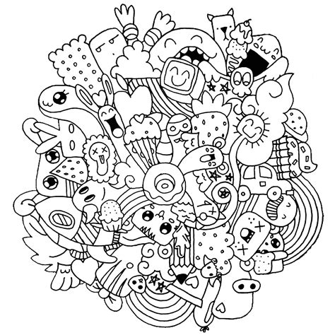 funny creatures doodle art kids coloring pages