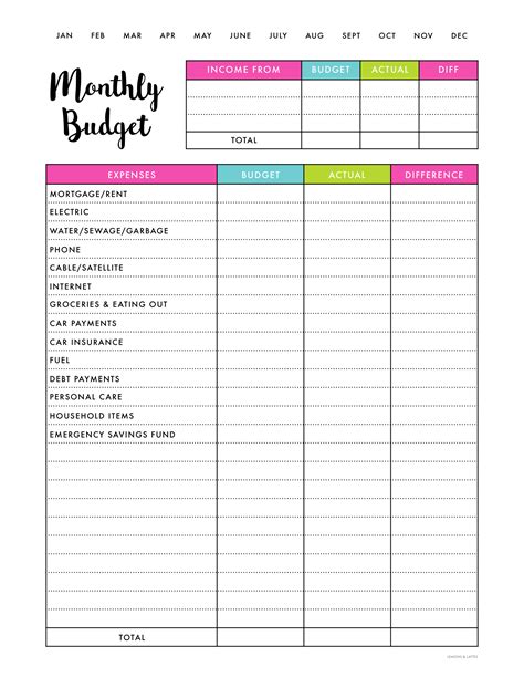 save money   calendar monthly budget printable budget