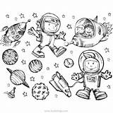 Coloring Astronauts Astronaut Chibi Landed sketch template