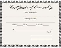 printable certificates  ownership form templates