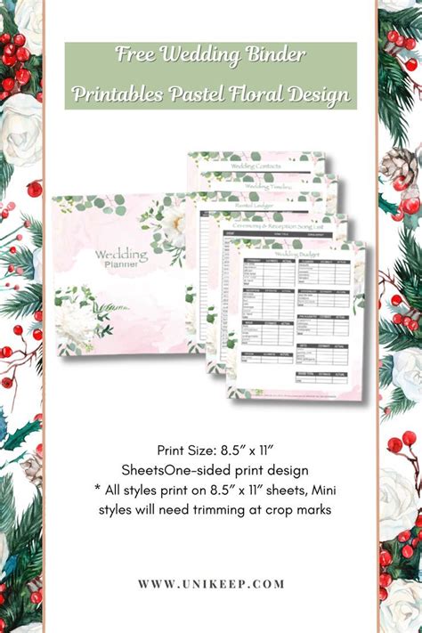 wedding binder printables pastel floral design unikeepcom