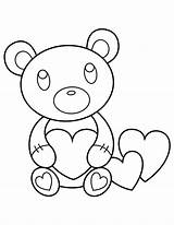 Coloring Hearts Teddy Bear Pages sketch template