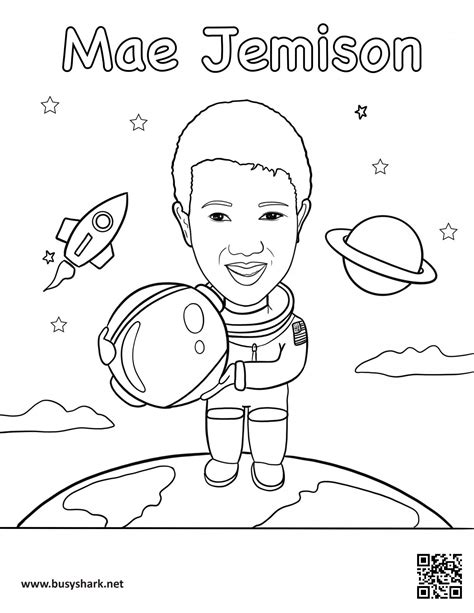 mae jemison coloring page  printable busy shark