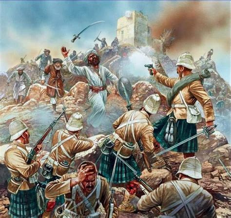 a highlander regiment confronting afghan tribesemen during