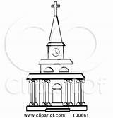 Church Clipart Tower Outline Coloring Columns Facade Clock Royalty Illustration Andy Rf Nortnik Clipground Small sketch template