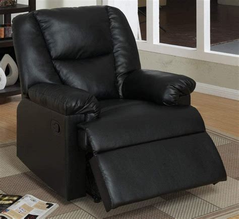 modern black faux leather recliner chair  square tufting