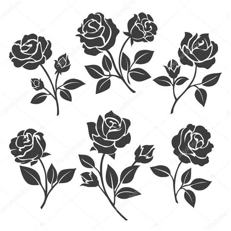 rose silhouettes decorative set stock vector  vectortatu