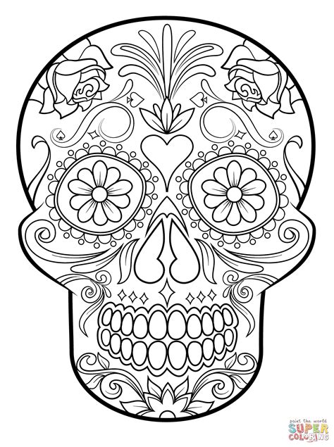 de los muertos skull coloring pages  getcoloringscom