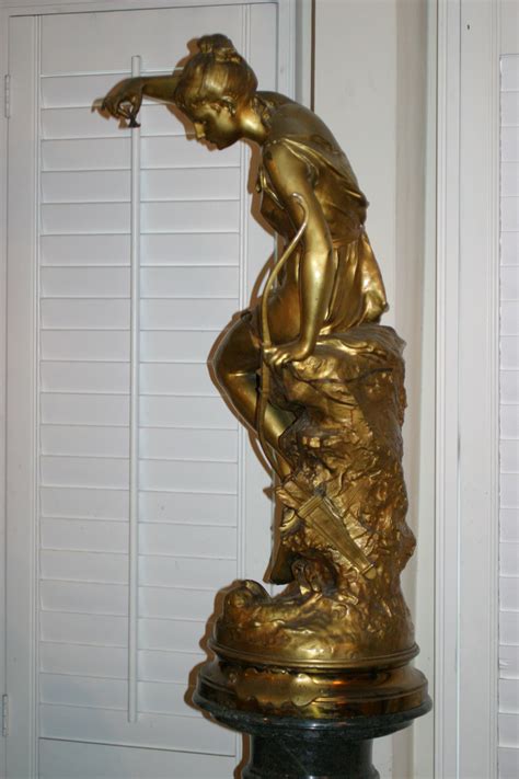 monumental museum gilded french bronze statue figurine nymph de