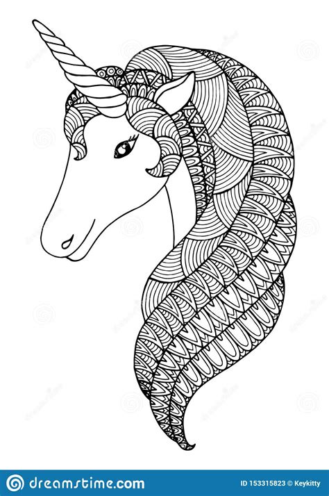 decorative zentangle unicorn stock vector illustration  background