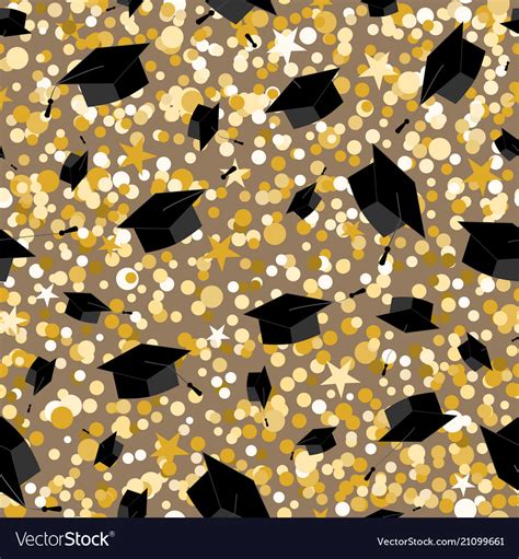 graduation seamless pattern  graduate caps vector image