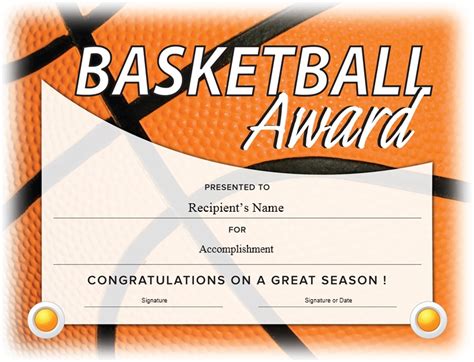 sample basketball certificate templates printable samples