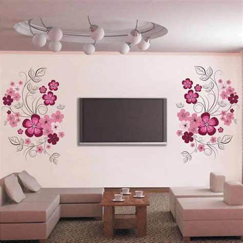 sets diy removable flowers mural vinyl wall sticker art decal home