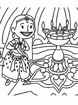 Diwali Colouring Deepavali Deepawali Rangoli Puja Crayola Goddesses Coloringhome sketch template