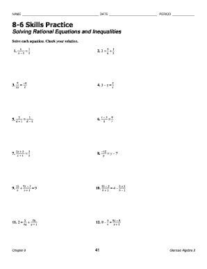 practice solving rational equations  inequalities fill