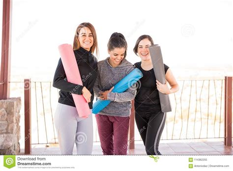 Women Having Fun After Yoga Class Stock Image Image Of Women