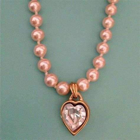 Jewelry Costume Faux Pearl Necklace With Heart Poshmark
