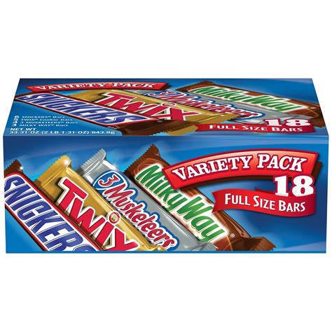 Mars Chocolate Full Size Candy Bars Assorted Variety Box Twix Milky