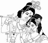 Krishna Radha Drawing Outline Lord Line Colour Clipart Pencil Coloring Drawings Sketch Ganesh Painting Sketches Wallpaper God Kids Clip Draw sketch template