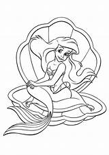 Shell Coloring Pages Disney Ariel Sea Books sketch template