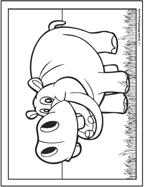 hippo coloring pages    happy hippo