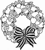 Wreath Coloring Christmas Pages Printable Sheet Decorated Fruits sketch template