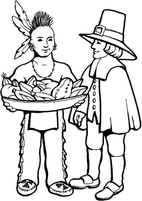 pilgrims  native americans coloring page clip art library
