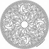 Mandala Coloring Pages Celestial Adult Mandalas Print Moon Sun Color Printable Sheets Transparent Adults Book Colouring Books Angel Large Donteatthepaste sketch template