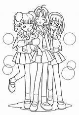 Coloring Pages Friends Anime Sakura Friend Girls Teenage School Cardcaptor Cousin Cute Drawings Color Printable Kids Print Sketch Getcolorings Template sketch template
