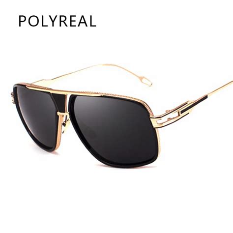 polyreal italy men oversized square sunglasses fashion brand designer
