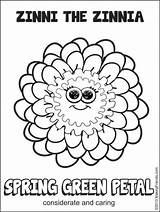 Daisy Scout Girl Petal Zinni Zinnia Coloring Sheet Caring Considerate Sheets Story Green Makingfriends Pages Flower Printables Spring Print sketch template