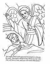Joseph Angel Coloring Mary Visits Pages Jesus Angels Gabriel Dream Bible Craft Story Birth Sheet Announce Comes Printable Color Kids sketch template