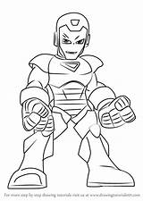 Super Squad Iron Man Hero Draw Show Drawing Step Cartoon Getdrawings Head Learn sketch template