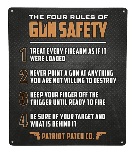Patriot Patch Co 4 Rules Of Gun Safety Aluminum Sign
