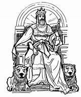 King Throne Coloring Drawing David Visit sketch template