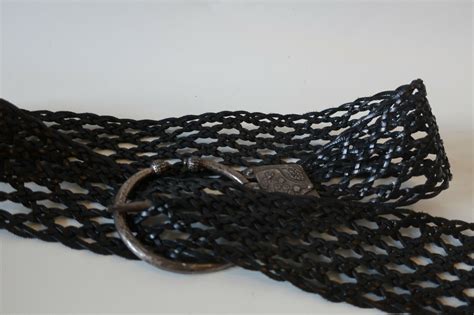 womens suzi roher black woven leather belt m ebay