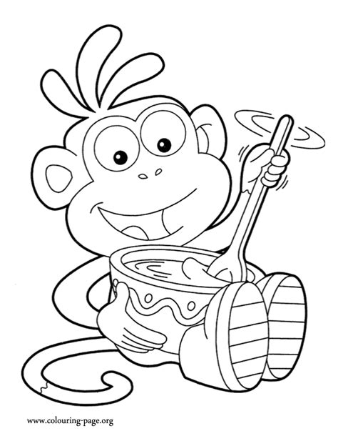 dora boots making chocolate coloring page