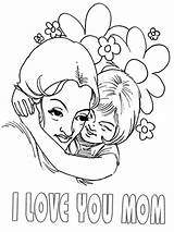 Hug Coloring Moms Mother Template sketch template